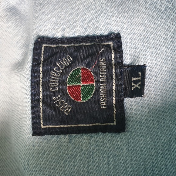 Size 50" Light Blue Denim 100% Cotton Short Sleeve Shirt - Picture 6 of 8